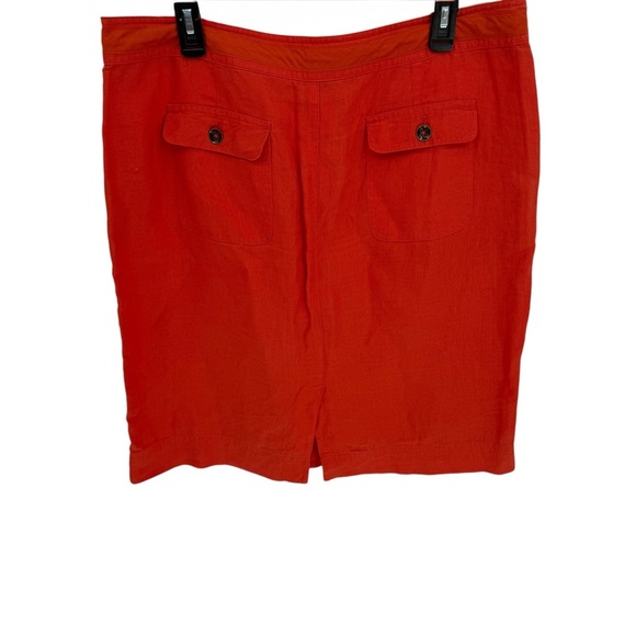 Talbots Pure Irish Linen Casual Skirt Button Tie Pockets Size 14 Coral Women’s - Picture 2 of 8